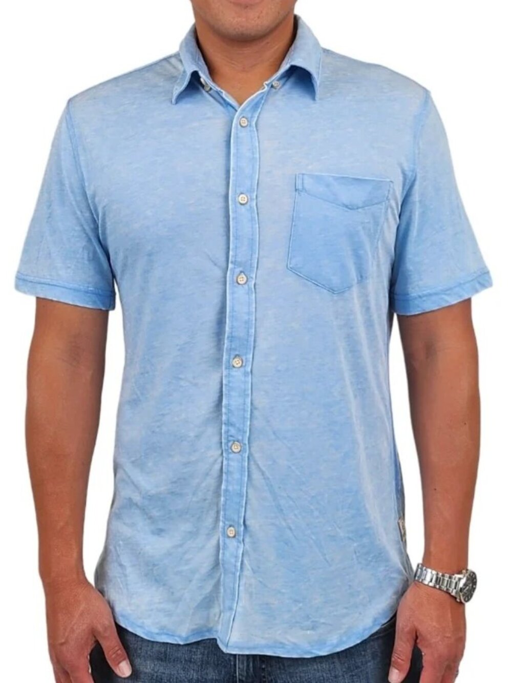 Surfside Supply Bright Blue Burnout Knit Short Sleeve Vintage Shirt